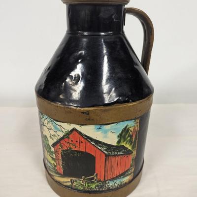 Hand Painted Decorative Vintage Metal Dairy Can