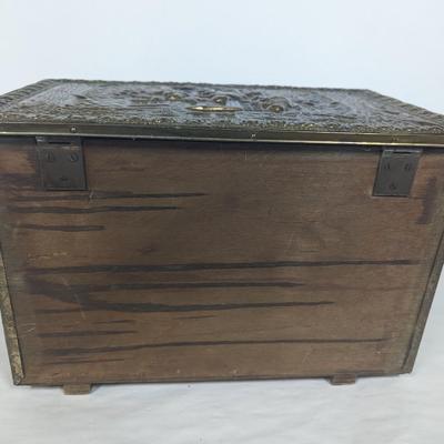 Vintage Embossed Brass Clad Kindling Box