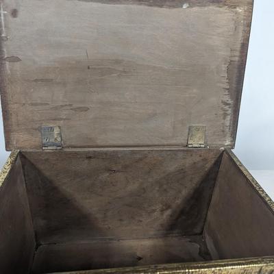 Vintage Embossed Brass Clad Kindling Box