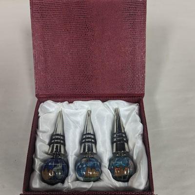 Set of Three Globe Finial Wine Stoppers