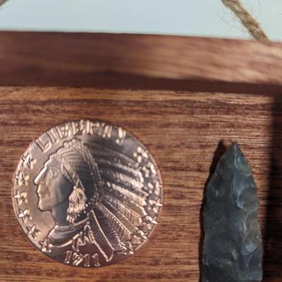 Native American Indian Head Copper Rounds in Shadow Box