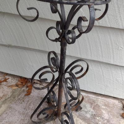 Vintage Wrought Metal Adjustable Height Plant Stand