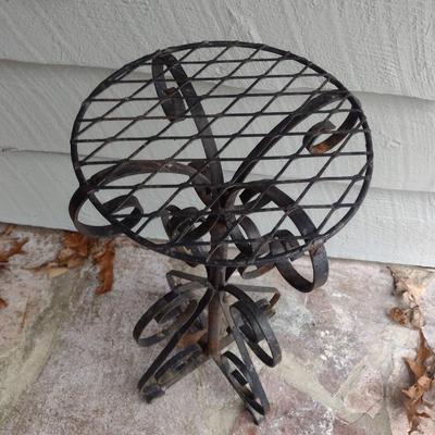 Vintage Wrought Metal Adjustable Height Plant Stand