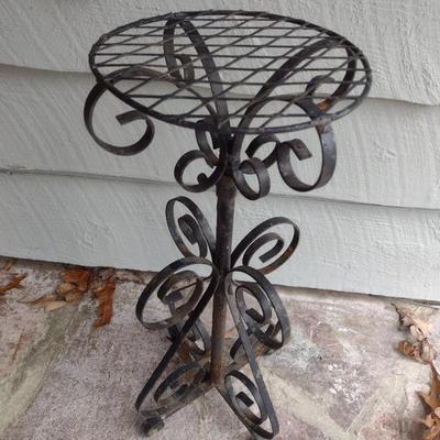 Vintage Wrought Metal Adjustable Height Plant Stand