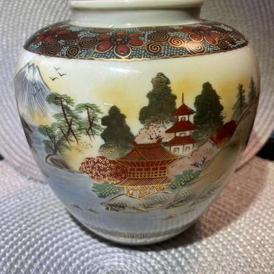 Vintage CPO Japan Satsuma Porcelain Hand Painted Vase 6" Tall in Good Preowned Condition.
