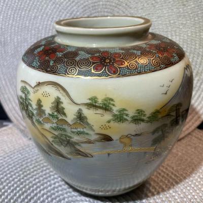 Vintage CPO Japan Satsuma Porcelain Hand Painted Vase 6" Tall in Good Preowned Condition.
