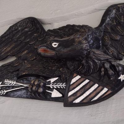 Vintage Plaster Cast Federal American Eagle Wall Decor