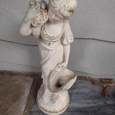 Resin Girl with Basket Garden Statuette