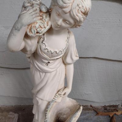 Resin Girl with Basket Garden Statuette
