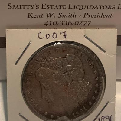 C007 1891-CC Carson City Morgan Silver Dollar