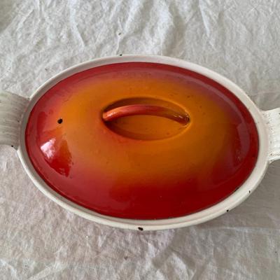 Enamel cast iron casserole dish with lid Burnt orange reddish color