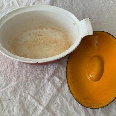 Enamel cast iron casserole dish with lid Burnt orange reddish color