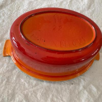 Enamel cast iron casserole dish with lid Burnt orange reddish color