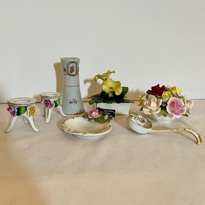 7 Piece Vintage Ceramic Lot - Coalport, Dresden, Nipon, Capodimonte