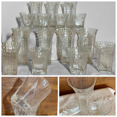 Lot of 15 Vintage MCM Textured Glassware - Libby St. Regis?
