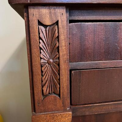 Antique Dresser w Swing Mirror Ornate Carved Wood