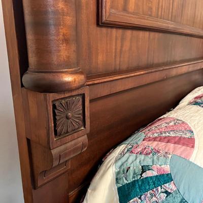 Antique Full Size Ornate Carved Wood Bed