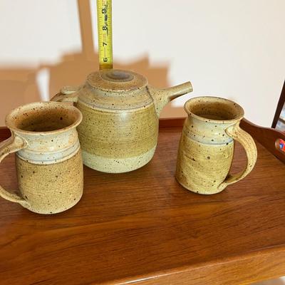 MCM Vintage Teak and Pottery Lot - Haas Pottery, Dolphin Teak