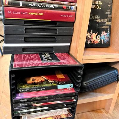 Large Lot of CD's and DVD's - Shelf Included