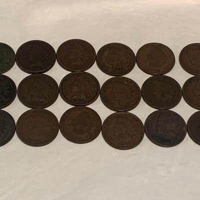 Indian Penny Lot C014 Contains 18 Coins