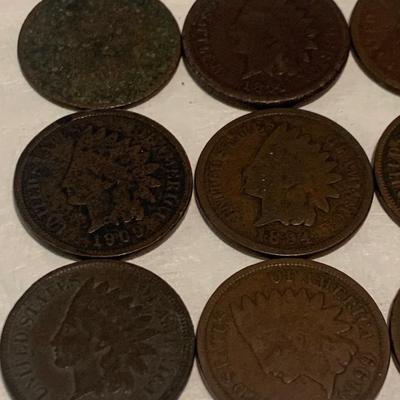 Indian Penny Lot C014 Contains 18 Coins