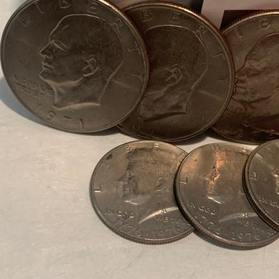 Large Lot - 70s Eisenhower Dollars / post â€˜65 Kennedy Halves