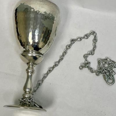 Gag Gift - Silver plated wine glass with chain & lock attached to guard your drink