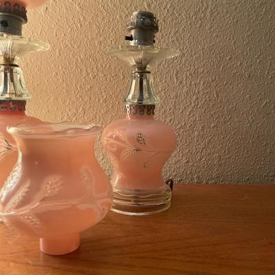 2 vintage pink colored lamps