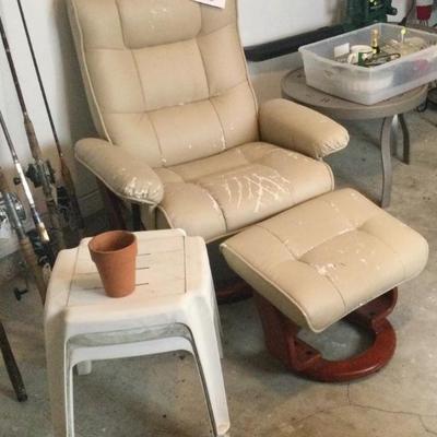 Chair and ottoman, needs new upholstery 