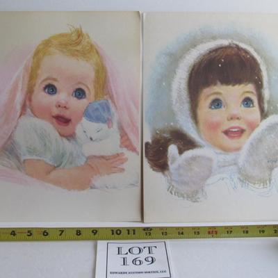 2 Vintage Little Girl Prints For Framing #1
