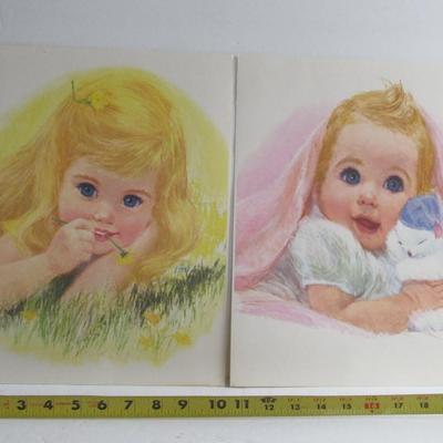 2 Vintage Little Girl Prints For Framing #3