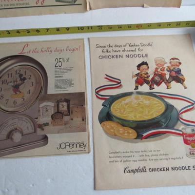 Lot of 4 Large Vintage Magazine Ads For Kelloggs, Campbells, JC Penny