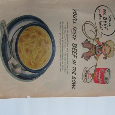 Lot of 4 Large Vintage Magazine Ads For Kelloggs, Campbells, JC Penny