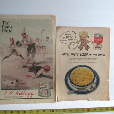 Lot of 4 Large Vintage Magazine Ads For Kelloggs, Campbells, JC Penny