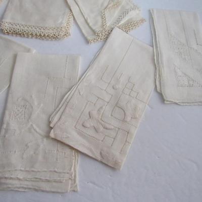 Lot of Off White Vintage Hankies