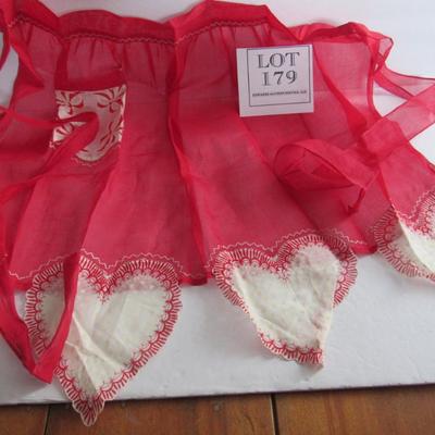 Pretty Sheer Red and White Ladies Vintage Apron