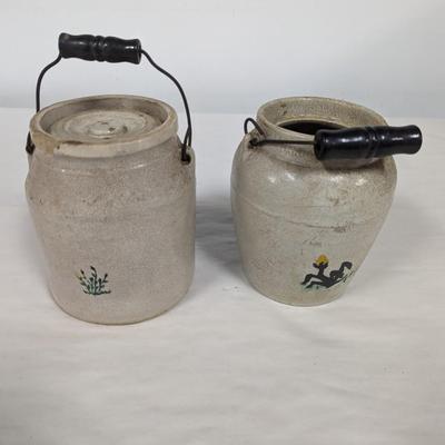 Pair of Vintage Stoneware Crocks