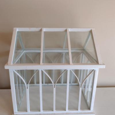 Glass and Wood Frame Terrarium- Approx 11 1/2
