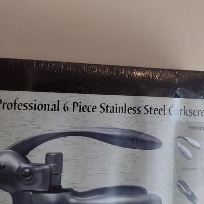 Six Piece Stainless Steel Corkscrew Set- New in Box (B)