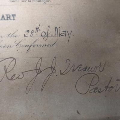 1891 First Communion Certificate 'Precious Remembrance for A Faithful Heart' Congregational Ribbon