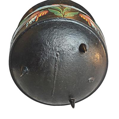 Large Vintage Handpainted Cast Iron Cauldron