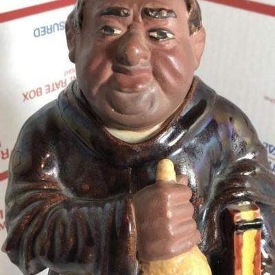 Vintage Made in Portugal BELO Monk/Priest Figural Redware/Ceramic Vase 10.5" Tall Preowned from an Estate in Fair-Good Condition.