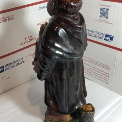 Vintage Made in Portugal BELO Monk/Priest Figural Redware/Ceramic Vase 10.5" Tall Preowned from an Estate in Fair-Good Condition.