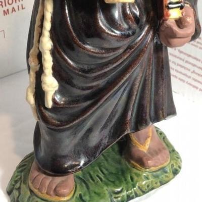 Vintage Made in Portugal BELO Monk/Priest Figural Redware/Ceramic Vase 10.5" Tall Preowned from an Estate in Fair-Good Condition.