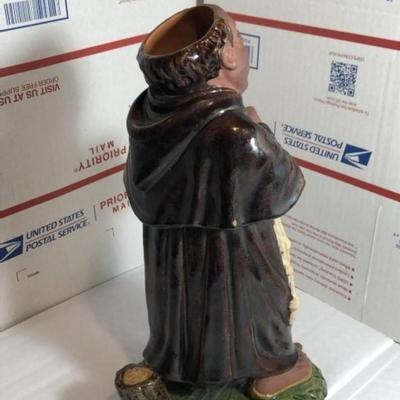 Vintage Made in Portugal BELO Monk/Priest Figural Redware/Ceramic Vase 10.5" Tall Preowned from an Estate in Fair-Good Condition.