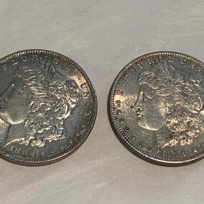 TWO 1886 Morgan Silver Dollars C026