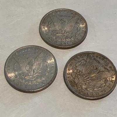 THREE 1896 Morgan Silver Dollars C028