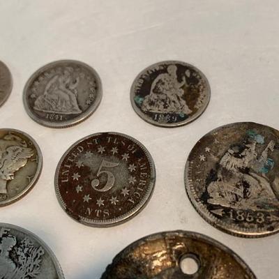 Domestic Silver Coin Lot Seated Liberty Halves Dime Half +++ C032