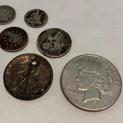 Domestic Silver Coin Lot Seated Liberty Halves Dime Half +++ C032