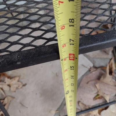 Vintage Wrought Metal Side Table with Mesh Top